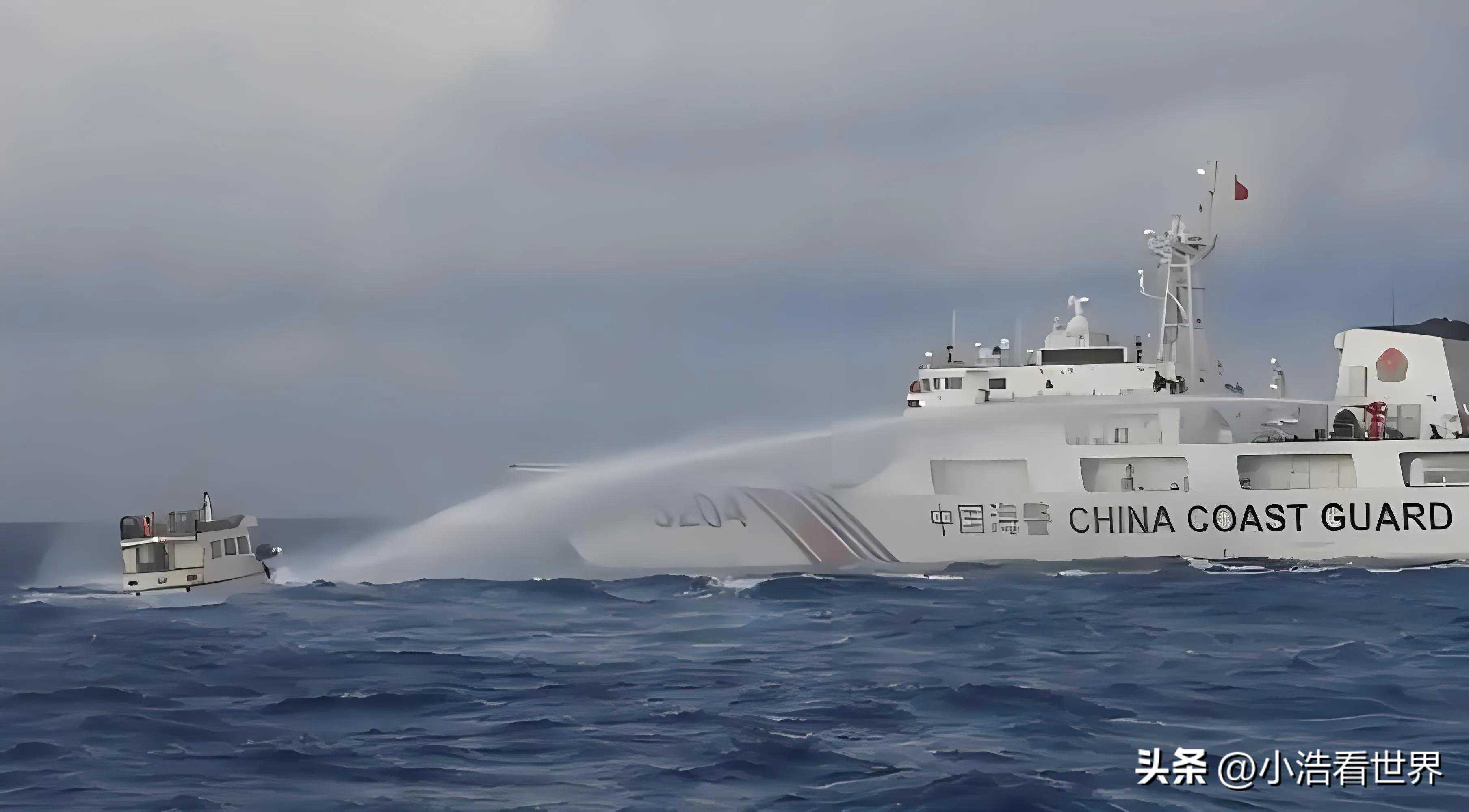 南海“水上漂”大戏：中国海警上演高压水炮版“愤怒的小鸟”